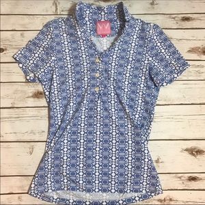 Missy Maude Preppy Blue and White Resort Shirt